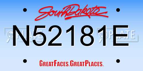 N52181E South Dakota License Plate