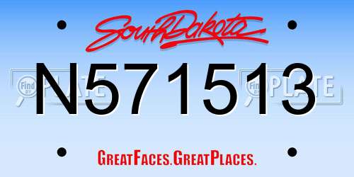 N571513 South Dakota License Plate