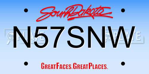 N57SNW South Dakota License Plate