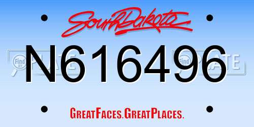 N616496 South Dakota License Plate