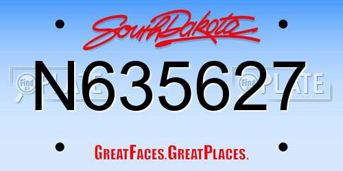 N635627 South Dakota License Plate