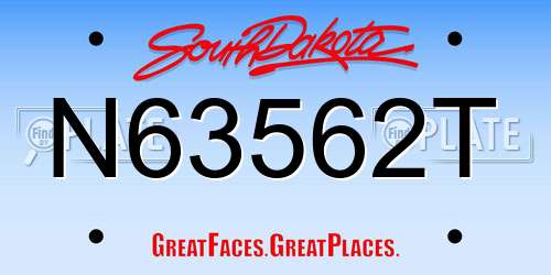 N63562T South Dakota License Plate
