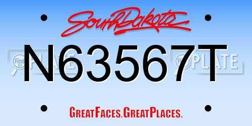 N63567T South Dakota License Plate