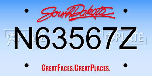 N63567Z South Dakota License Plate
