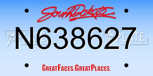 N638627 South Dakota License Plate