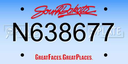 N638677 South Dakota License Plate