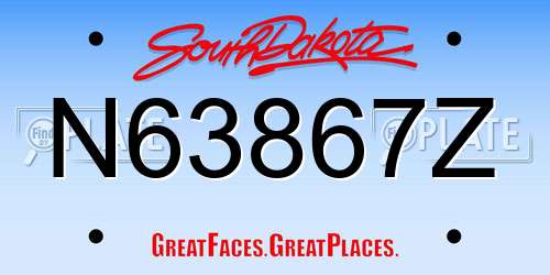 N63867Z South Dakota License Plate