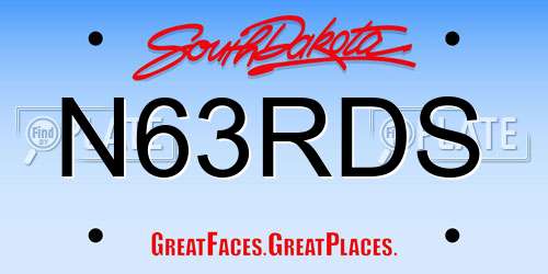 N63RDS South Dakota License Plate