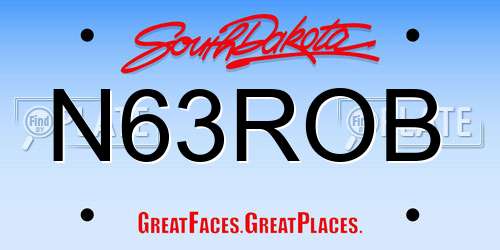 N63ROB South Dakota License Plate