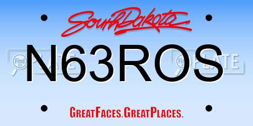 N63ROS South Dakota License Plate