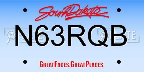 N63RQB South Dakota License Plate