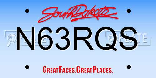 N63RQS South Dakota License Plate