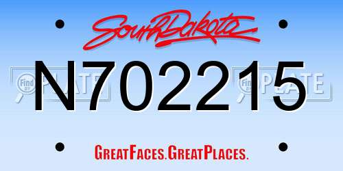 N702215 South Dakota License Plate
