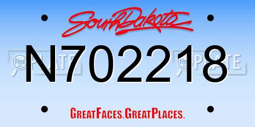 N702218 South Dakota License Plate