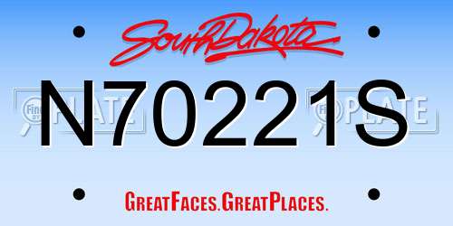 N70221S South Dakota License Plate