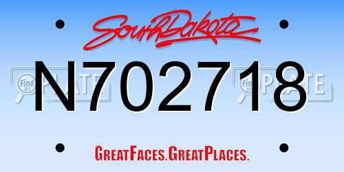 N702718 South Dakota License Plate