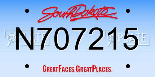 N707215 South Dakota License Plate