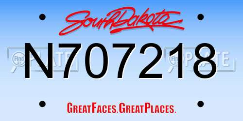 N707218 South Dakota License Plate