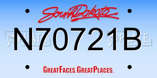 N70721B South Dakota License Plate