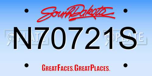 N70721S South Dakota License Plate