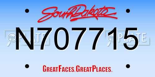 N707715 South Dakota License Plate