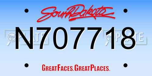 N707718 South Dakota License Plate
