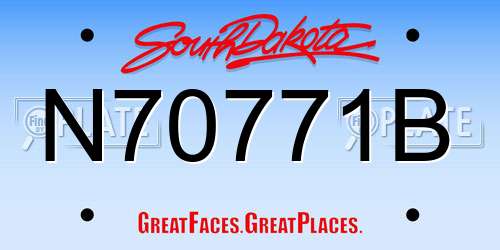 N70771B South Dakota License Plate