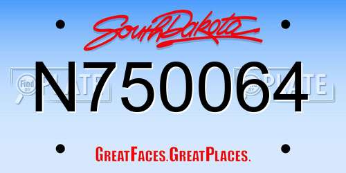 N750064 South Dakota License Plate