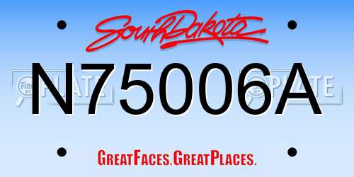N75006A South Dakota License Plate