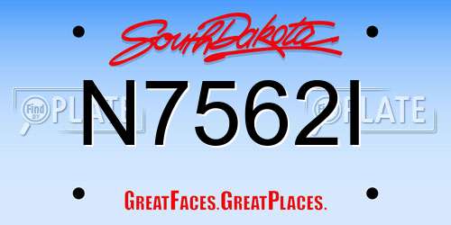 N7562I South Dakota License Plate