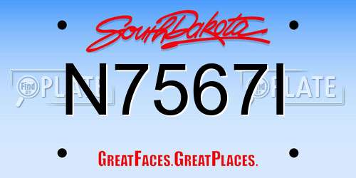 N7567I South Dakota License Plate