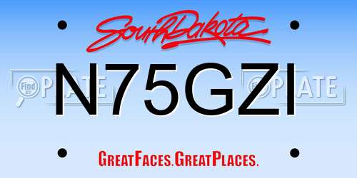 N75GZI South Dakota License Plate