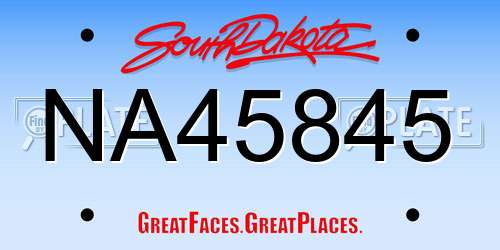 NA45845 South Dakota License Plate