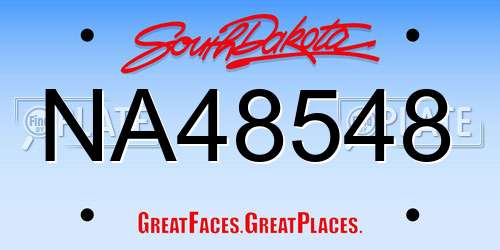 NA48548 South Dakota License Plate