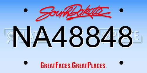 NA48848 South Dakota License Plate