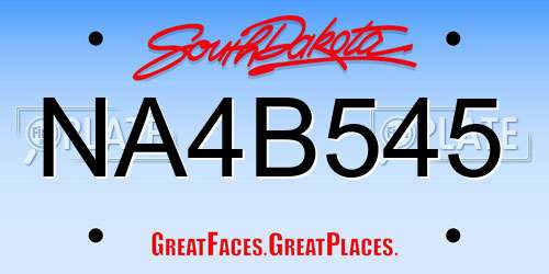 NA4B545 South Dakota License Plate