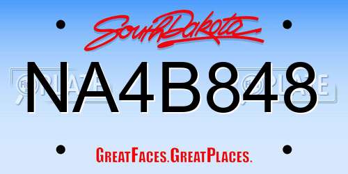 NA4B848 South Dakota License Plate