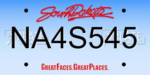 NA4S545 South Dakota License Plate