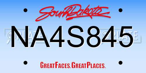 NA4S845 South Dakota License Plate