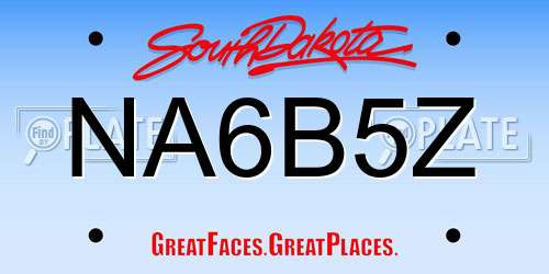 NA6B5Z South Dakota License Plate