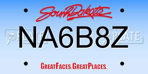 NA6B8Z South Dakota License Plate