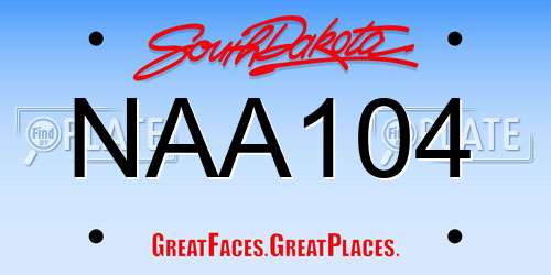 NAA104 South Dakota License Plate