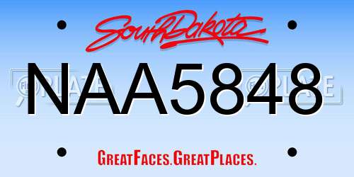 NAA5848 South Dakota License Plate