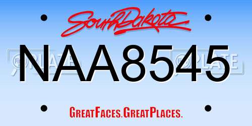 NAA8545 South Dakota License Plate