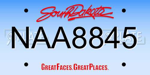 NAA8845 South Dakota License Plate