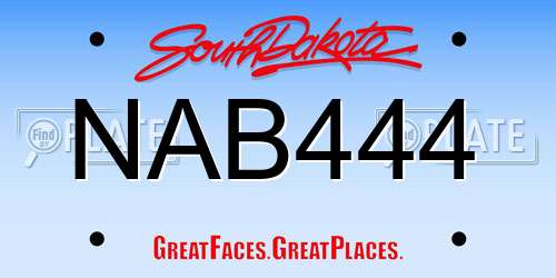 NAB444 South Dakota License Plate