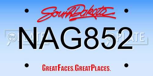 NAG852 South Dakota License Plate