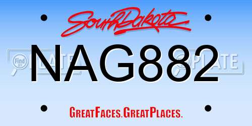 NAG882 South Dakota License Plate