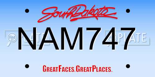 NAM747 South Dakota License Plate