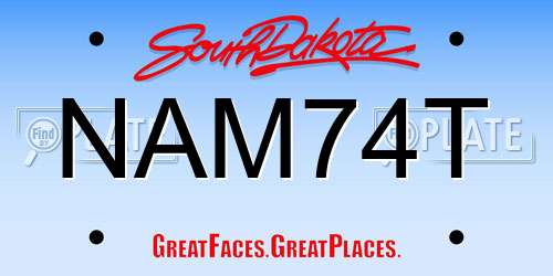 NAM74T South Dakota License Plate